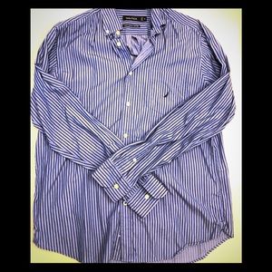 Nautica blue and black striped button down